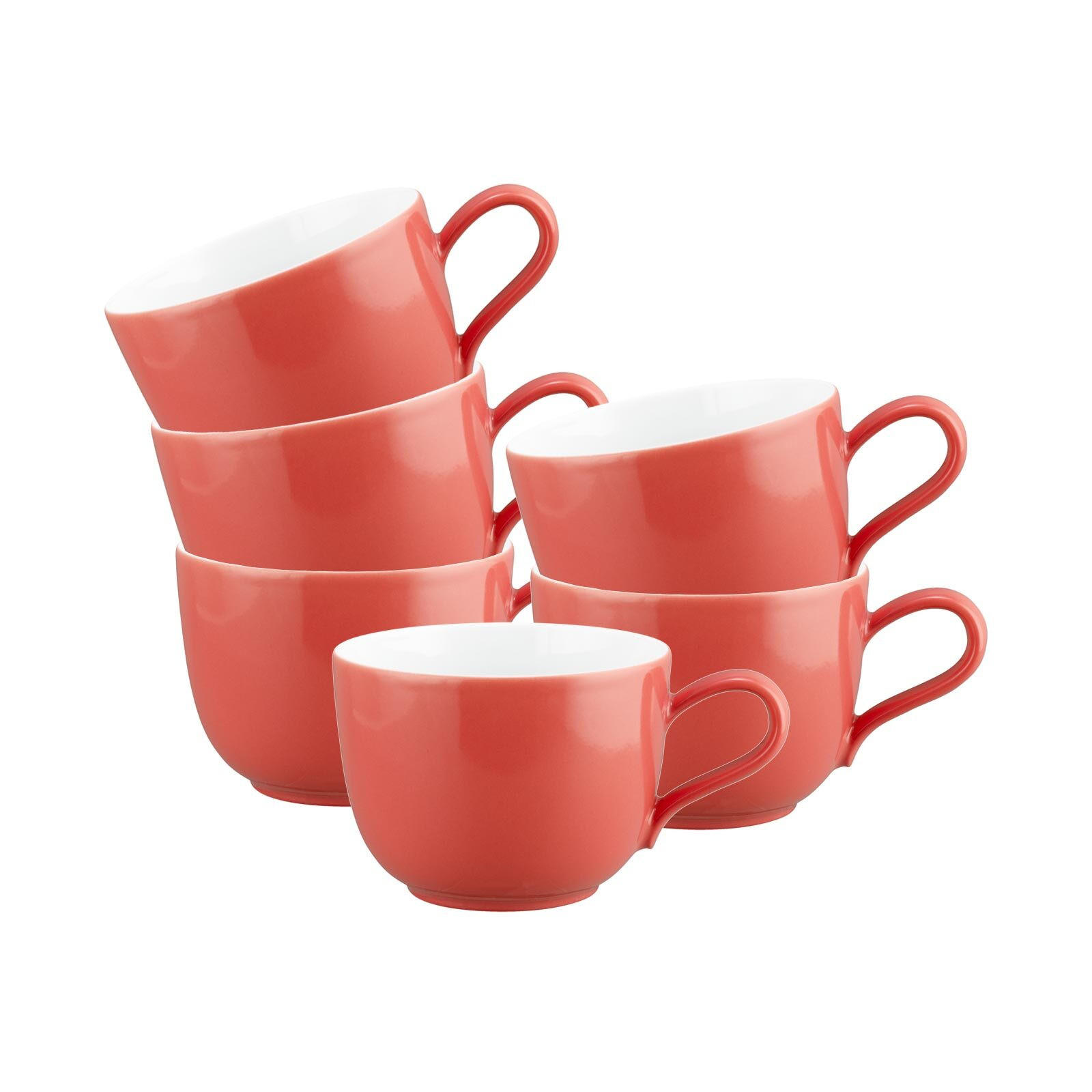 KAFFEETASSEN Liberty Pure Colors Flamingo Red 260 ml 6er Set - Rot, Keramik (0.26L) - Seltmann Weiden