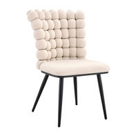 STUHL-SET DE-36754 2 Stück mit Kugelketten-Rückenlehne und Samtbezug Creme - Creme, Metall (48/88/54cm) - ComfortXL