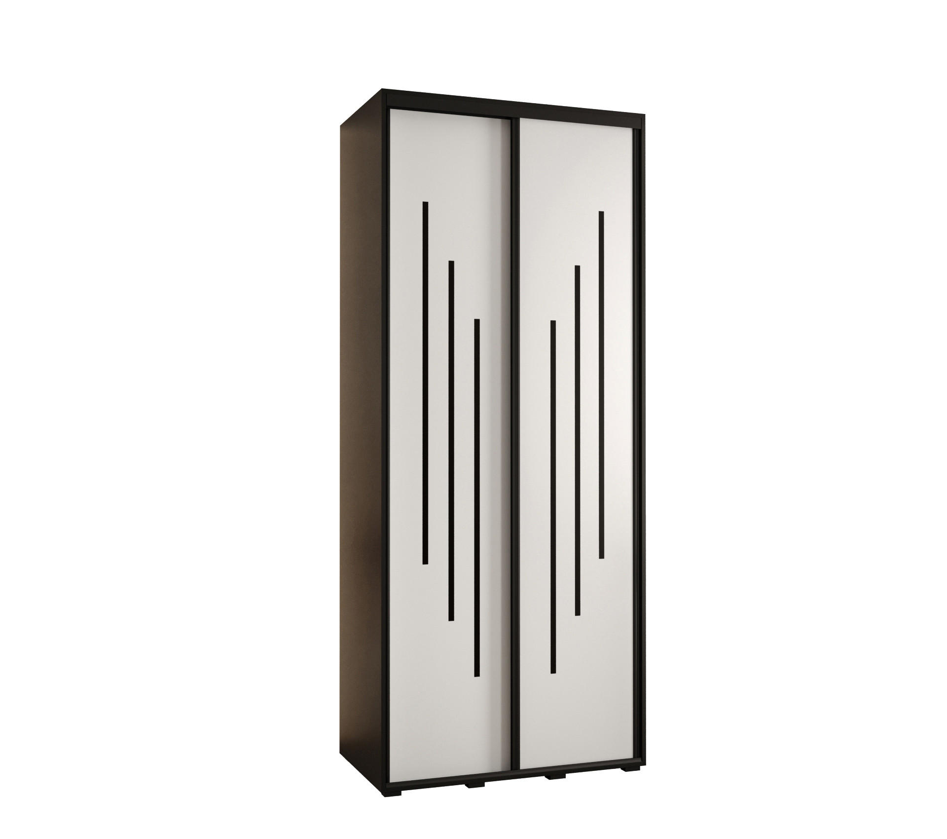Abiks Möbel Schwebetürenschrank Schwarz, Weiß, Schwarz 110x235x60 cm