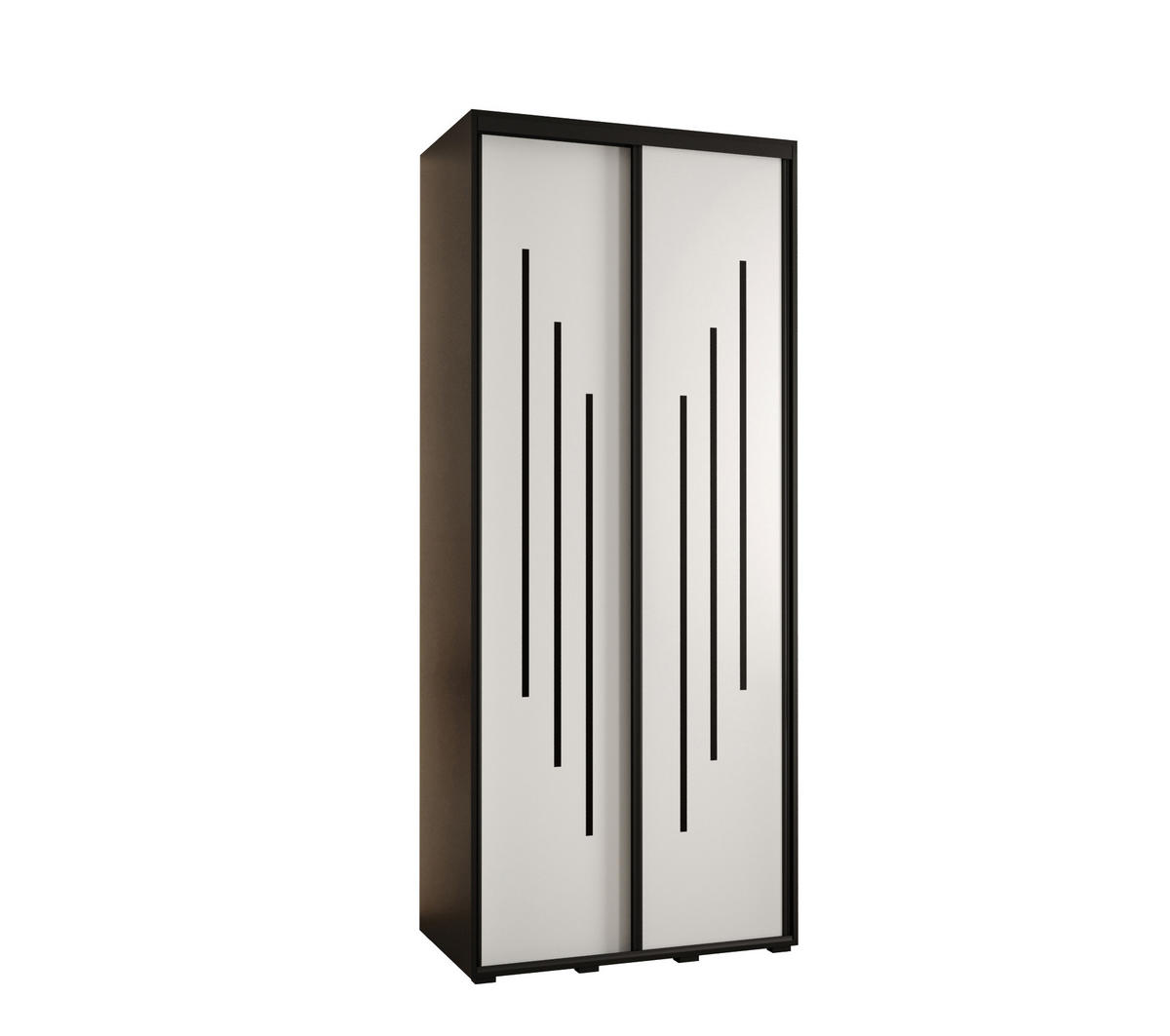 SCHWEBETÜRENSCHRANK 235,2/110/60 2-türig - Schwarz/Weiß, Holz/Metall (110/235/60cm) - Abiks Möbel
