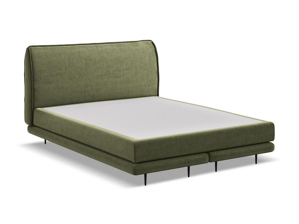 POLSTERBETT mit Lattenrost 200x260 Grün - Schwarz/Olivgrün, Kunststoff/Textil (140/200cm) - Makamii