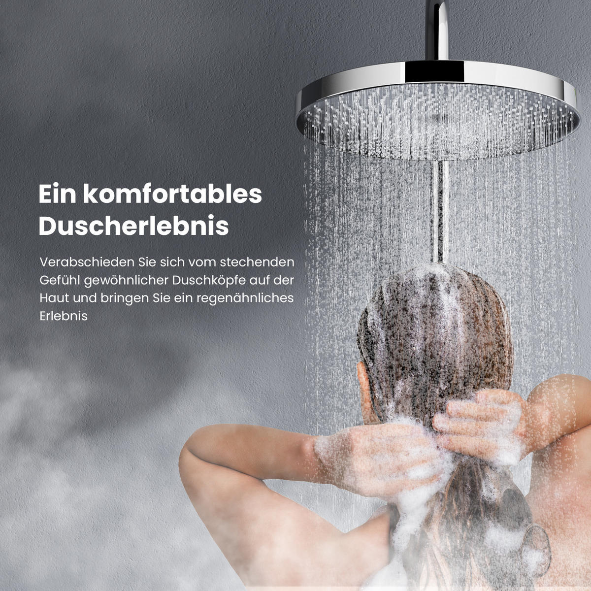 ÜBERKOPFBRAUSESET mit Thermostat Chrom - Chromfarben, Metall (27/124.4/50cm) - EMKE