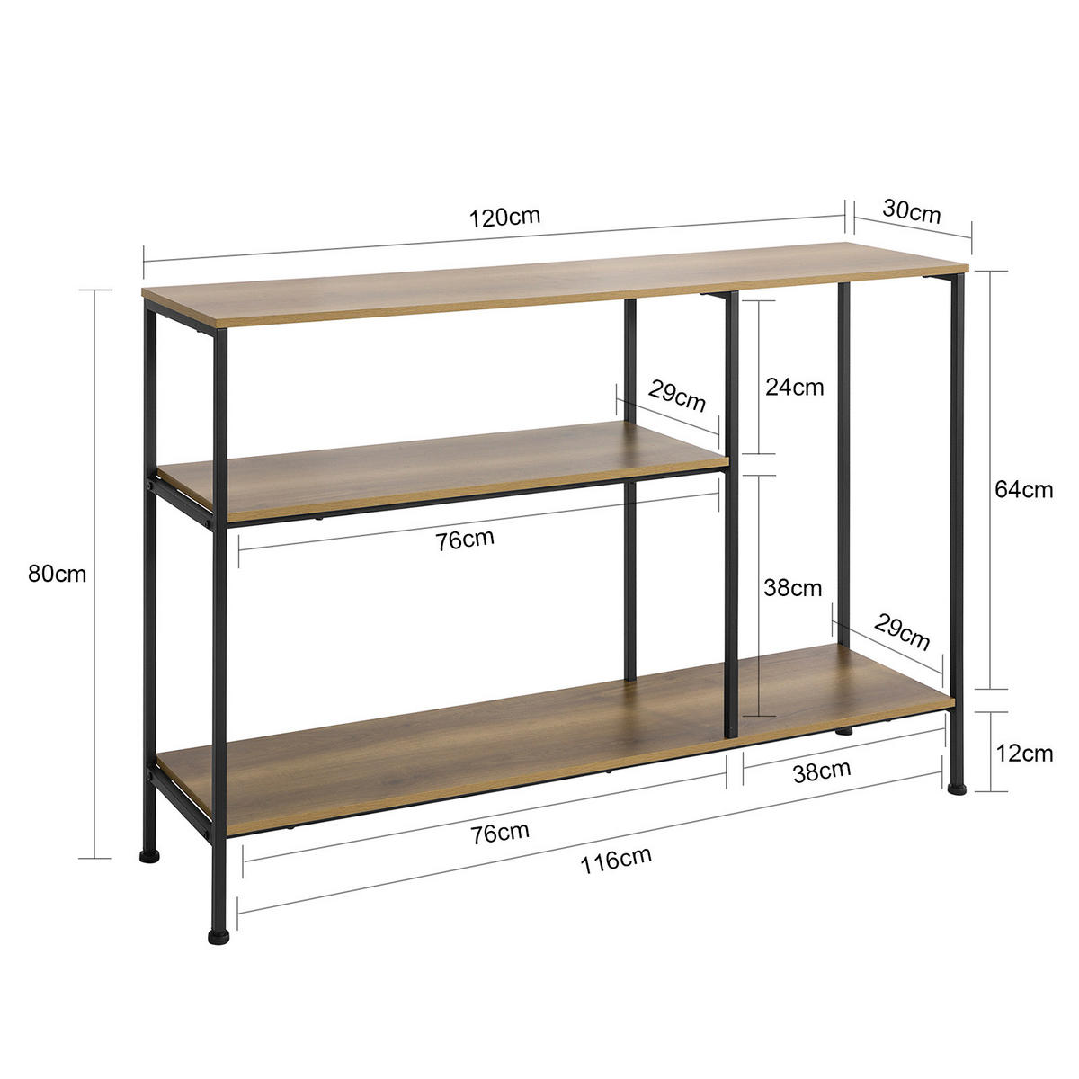 KONSOLENTISCH Vintage - Naturfarben, Holzwerkstoff (30/120/80cm) - SoBuy