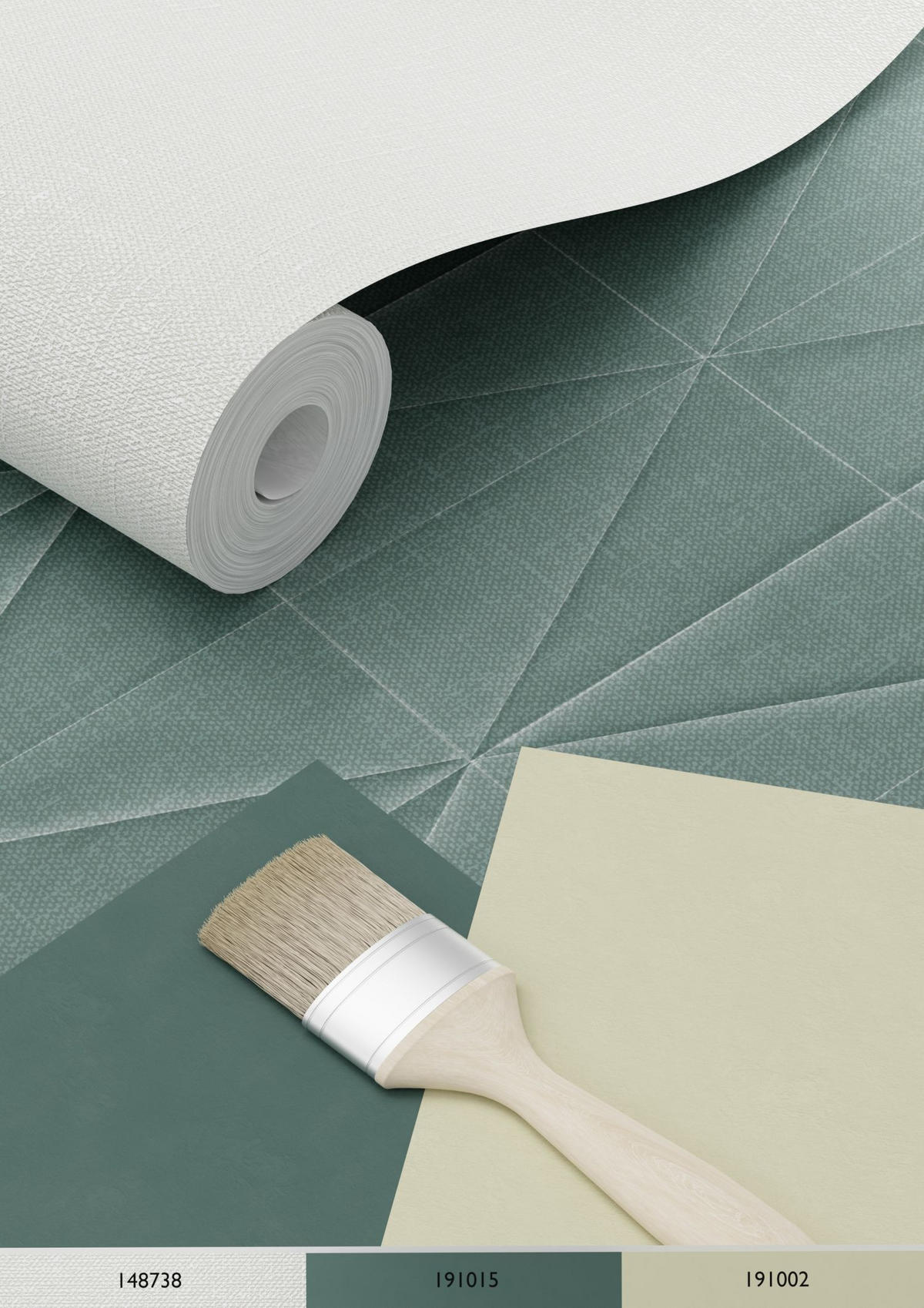 TAPETE Origami-Muster 53 cm x 10.05 m - Türkis, Papier (53/1000cm) - ESTAhome