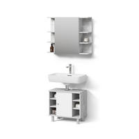 BADMÖBEL-SET Fucino Beton 2 Teile - Schieferfarben/Weiß, Holzwerkstoff (60/54/32cm) - Livinity®