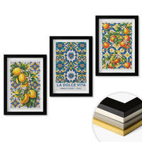 WANDBILDER 3er-Set - 20x30 cm Schwarzer Rahmen - Zitrusfarbene abstrakte - Schwarz, Kunststoff (20/30cm) - ArtPrintCave