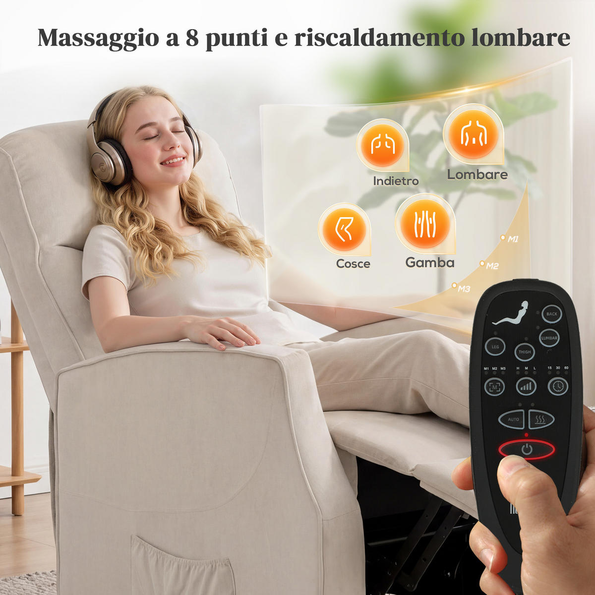 AUFSTEHSESSEL,ELEKTRISCH Massagefunktion,beige - Beige, Textil (74/110/92cm) - Vallsero