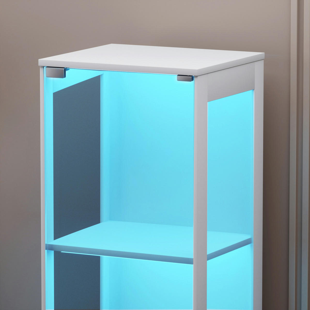 VITRINENSCHRANK 40/35/165 cm,Glasvitrine mit LED Beleuchtung und Ladestation Weiß - Weiß, Glas (40/165/30cm) - PARAFTA HOME