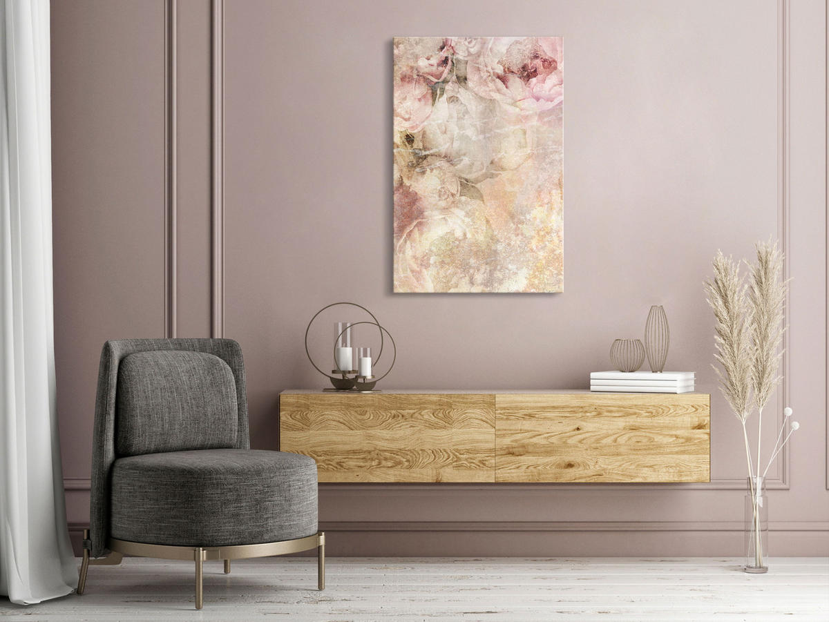 KUNSTDRUCK Rosa 40/60 cm - Pink/Beige, Textil (40/60cm) - KUNSTLOFT