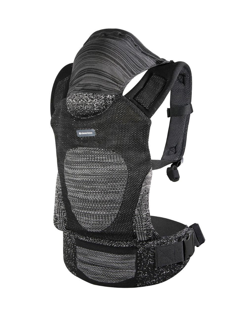 BABYTRAGE Hoody Fly schwarz Hüftsitz, 3 Tragepositionen, Strickstoff, gepolsterte Gurte, 15 kg - Schwarz, Textil (25/15/65cm) - Kikka boo