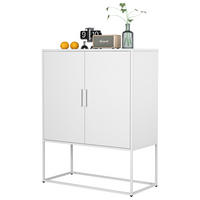 SIDEBOARD aus Stahl 40x85x109 cm Weiß mit Magnettüren, 2 Einlegeböden und Kippsicherung - Weiß, Metall (85/109/40cm) - Modfu