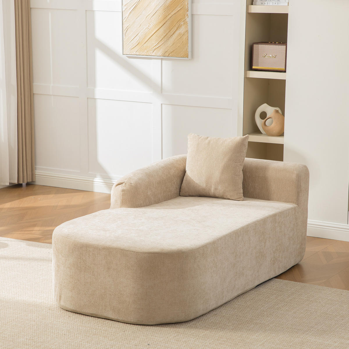 RÉCAMIERE DE-35127 linke mit Chenille-Bezug Hellkhaki - Sandfarben, Textil (99/80.5/172cm) - ComfortXL