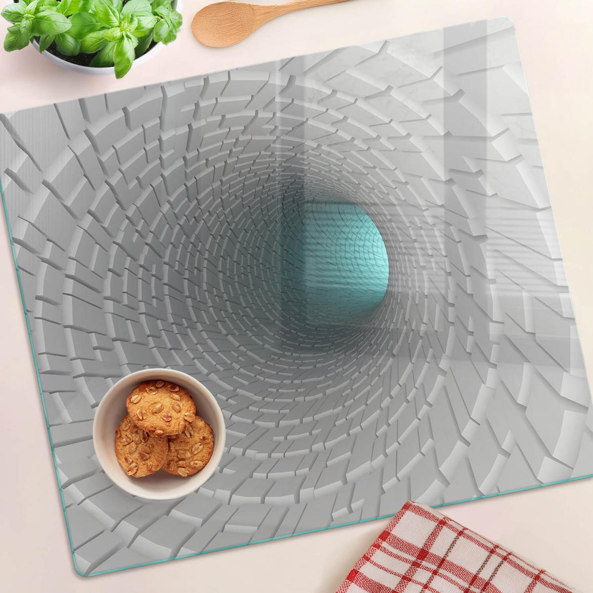 GLASPLATTE 60x52 cm 3D - Braun, Glas (60/0.4/52cm) - TULUP