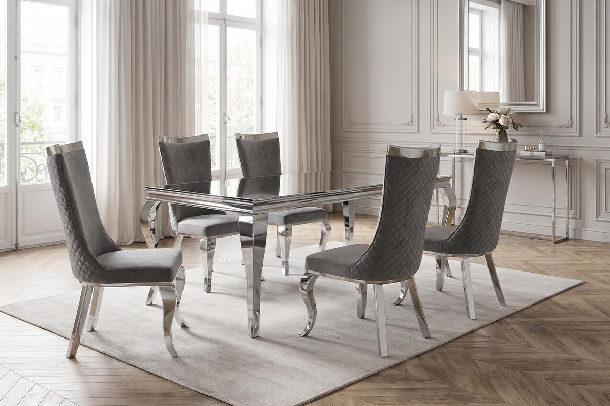 ESSZIMMERSTUHL SELENA Grau Velvet (1er-Set) - Grau, Textil (54/109/64cm) - KAWOLA