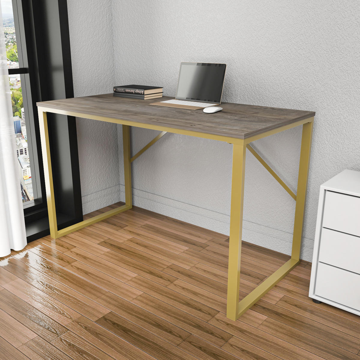 COMPUTERTISCH Layton Gold Wenge - Multicolor, Holzwerkstoff (60/120/16cm) - Decorotika