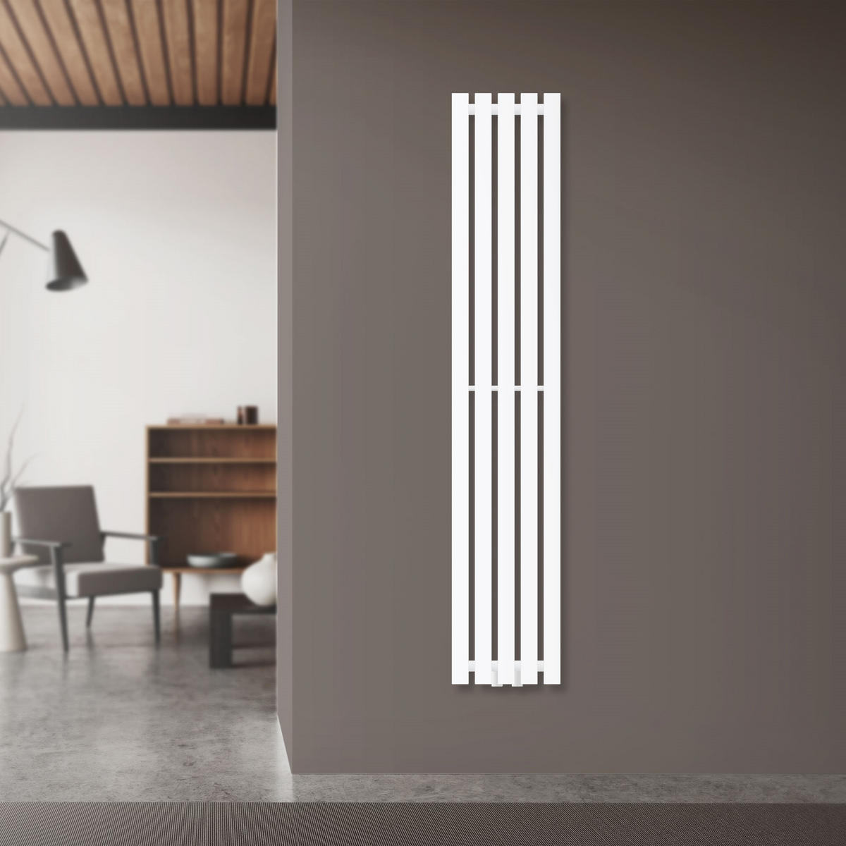 BADHEIZKÖRPER Stella 260x1400 mm Weiß mit Mittelanschluss - Weiß, Metall (26/140/5cm) - LuxeBath