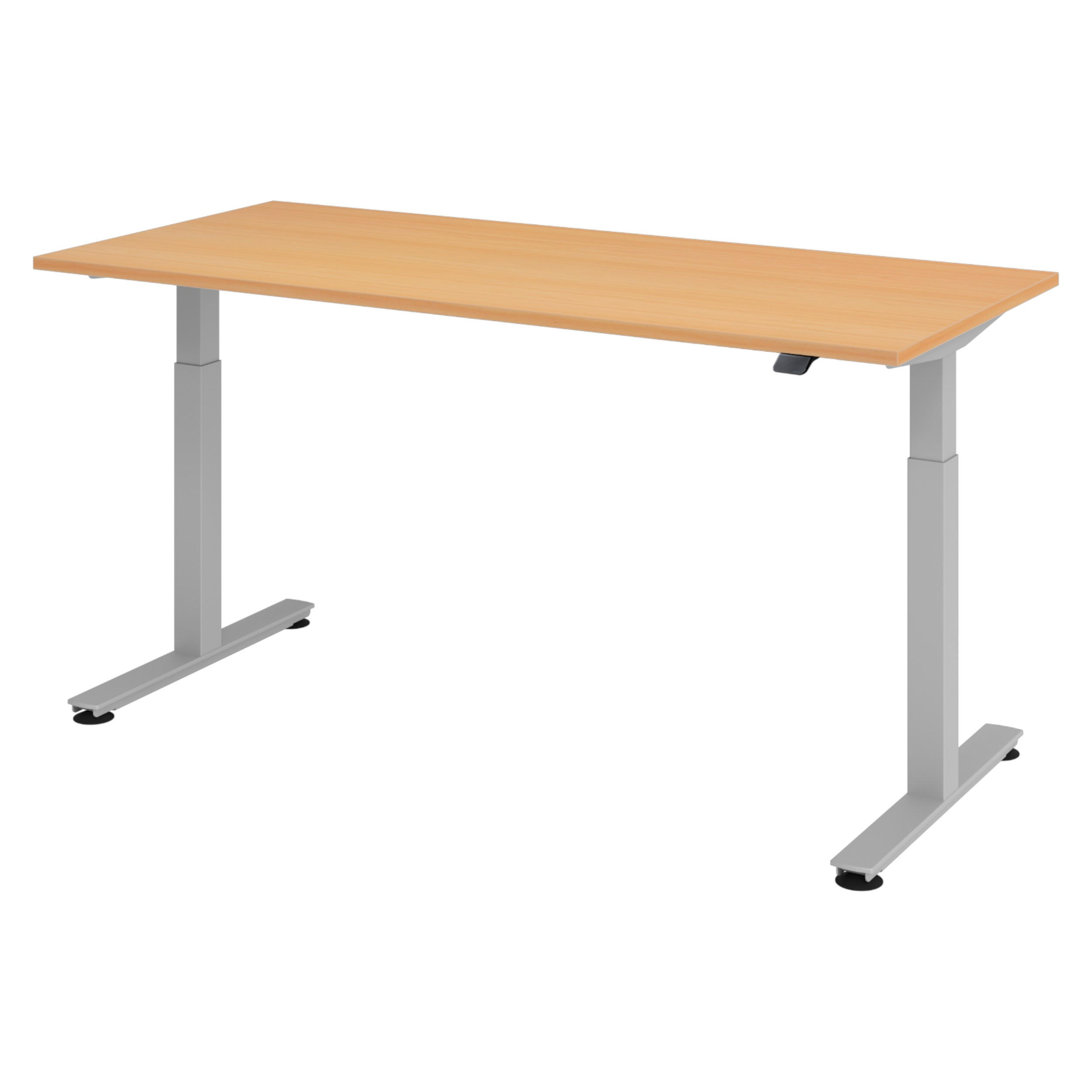 SCHREIBTISCH elektrisch XMST 80/180/74 cm in Buchefarben/Silberfarben - Buchefarben/Silberfarben, Holzwerkstoff (80/180/74cm) - bümö