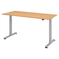 SCHREIBTISCH elektrisch XMST 80/180/74 cm in Buchefarben/Silberfarben - Buchefarben/Silberfarben, Holzwerkstoff (80/180/74cm) - bümö
