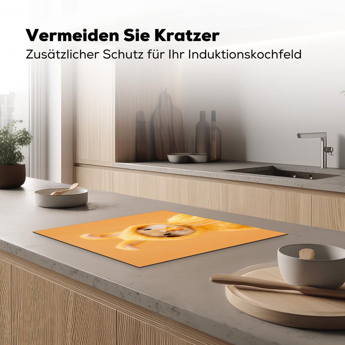 HERDABDECKPLATTE Osterhase - Kostüm - Ente Abdeckung Ceranfeld 57.6x51.6 cm - Gelb, Kunststoff (57.6/51.6/0.2cm) - MuchoWow