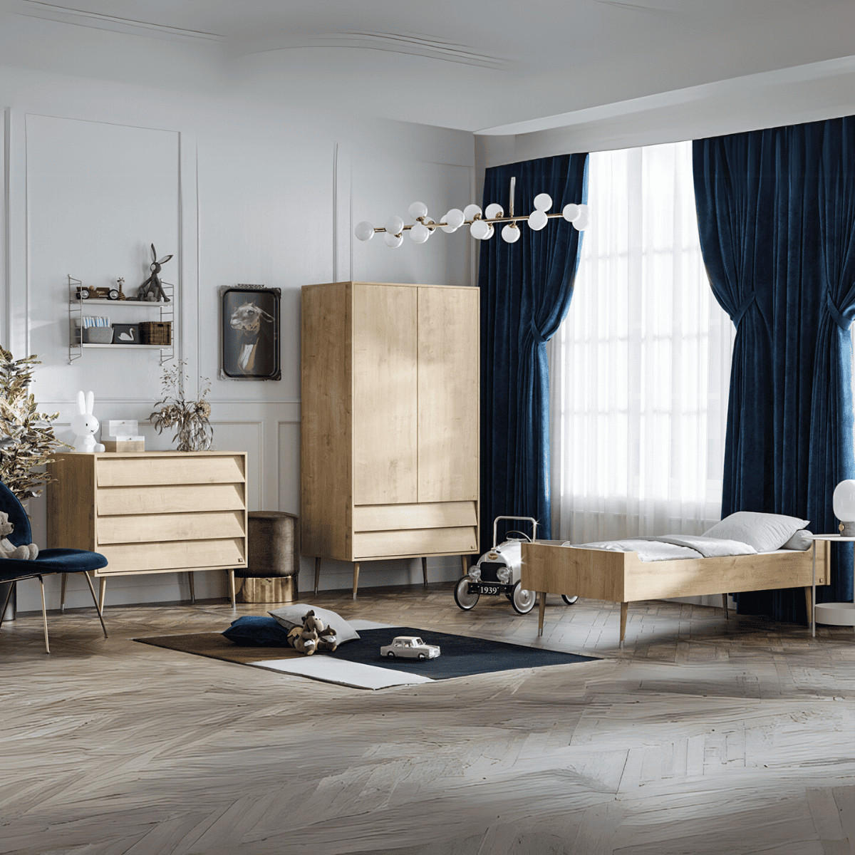 KOMMODE mit 4 Schubladen L100 x H90cm - Bosque - Eichefarben, Holzwerkstoff (55/90/100cm) - Calicosy