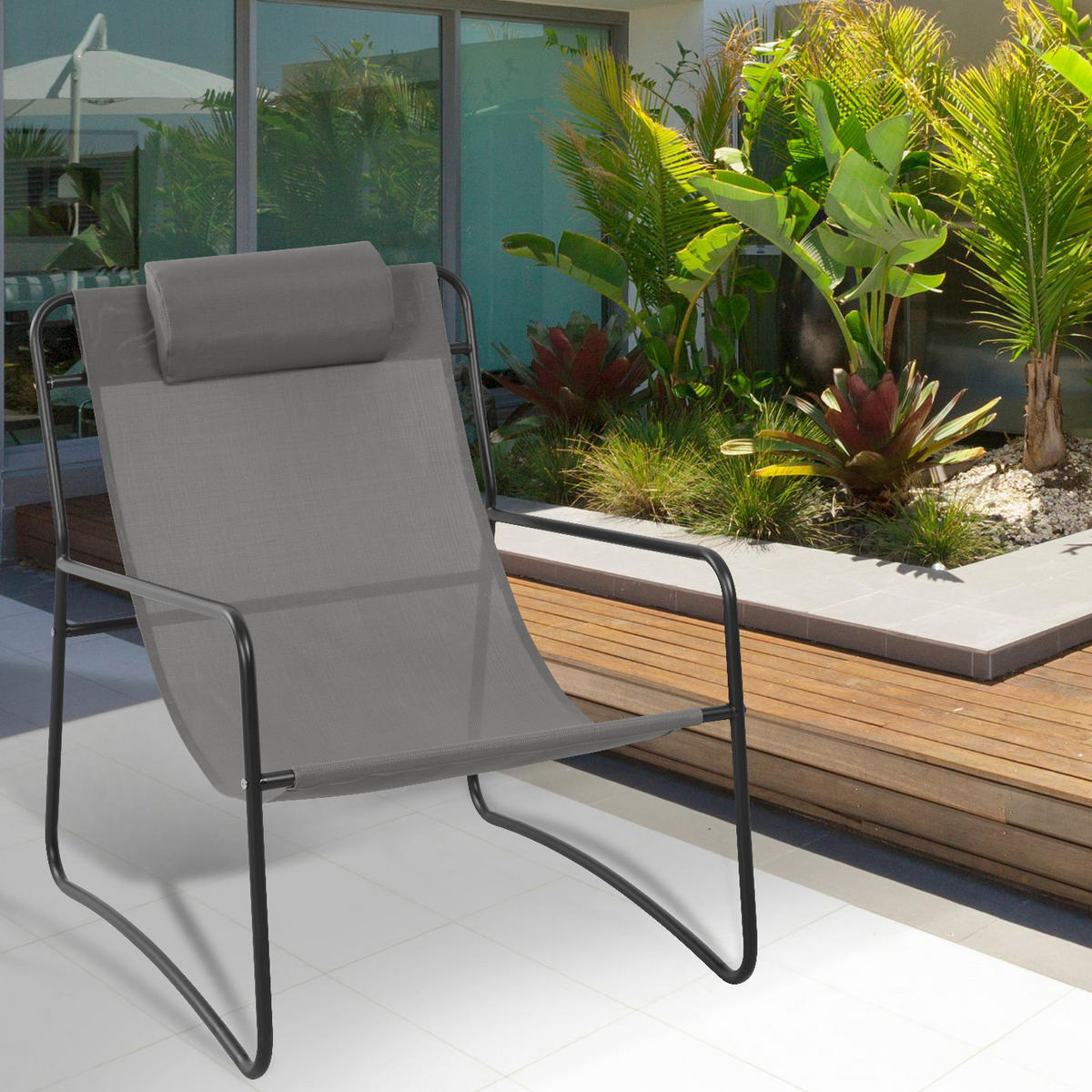 RELAXSESSEL Sveio Dunkelgrau (2er Set) - Dunkelgrau, Metall (65/81/80cm) - SVITA