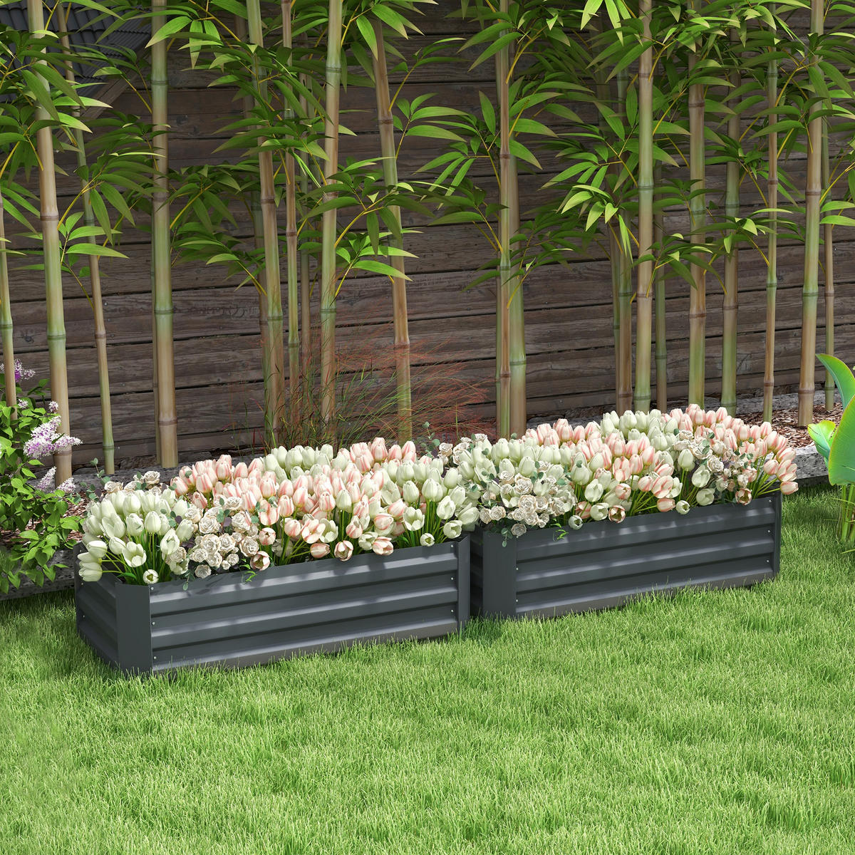HOCHBEET-SET DE-12142 2er-Set 100/50/30 cm Grau - Grau, Metall (100/30/50cm) - ComfortXL