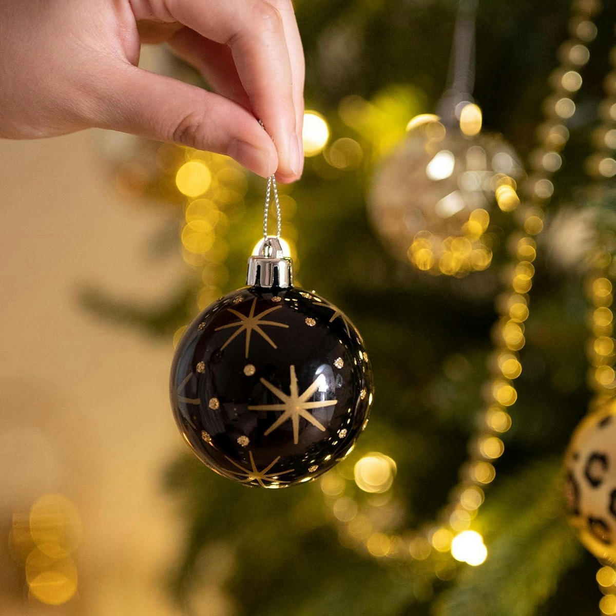 WEIHNACHTSKUGELN 16-teiliges Set 6 cm Schwarz Gold - Multicolor, Kunststoff (6/6/6cm)
