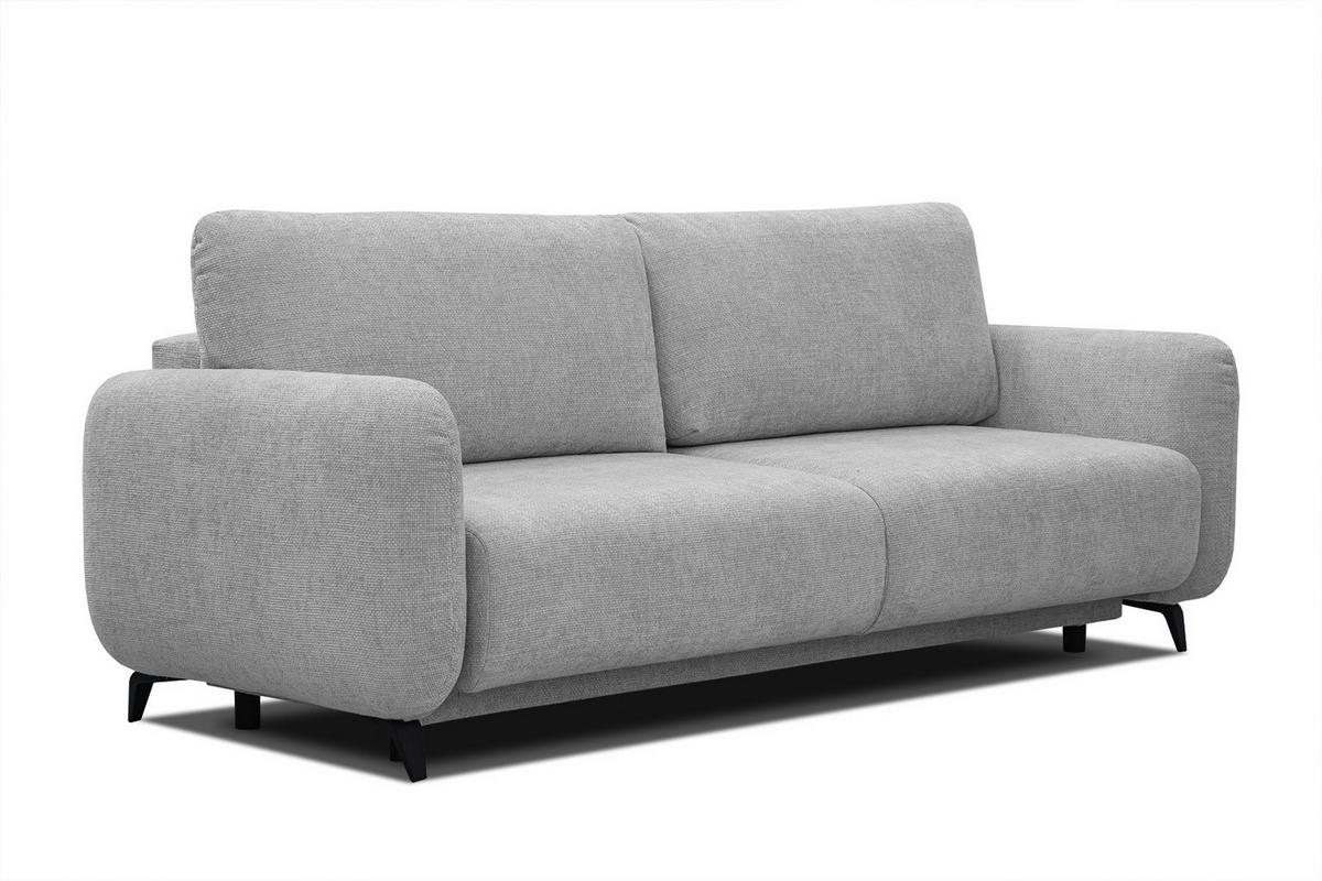 SOFA DRAKE 3-Sitzer mit Schlaffunktion, hellgrau - Hellgrau/Braun, Holz/Textil (232/90/107cm) - Courtois Laville