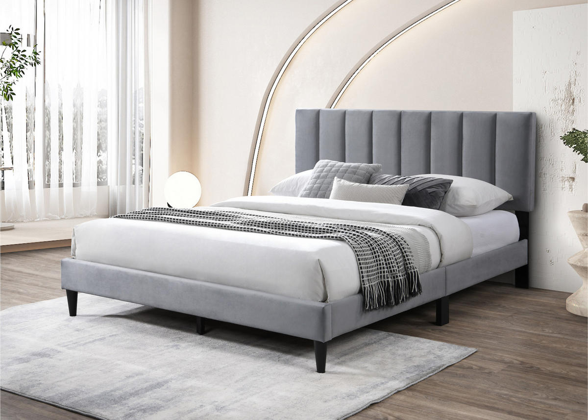 POLSTERBETT mit Lattenrost 140x200 cm Grau - Grau, Textil (140/200cm) - Home Collective