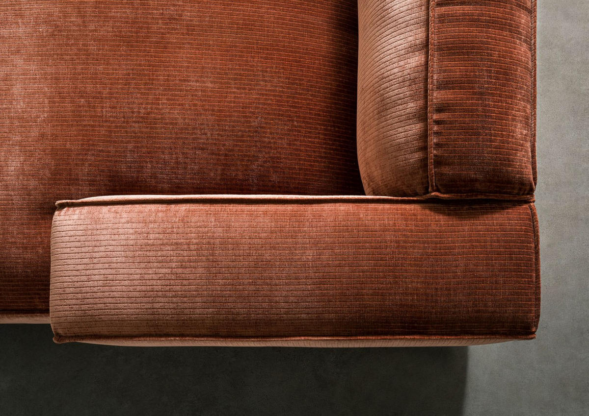 ECKSOFA 279x164x69 Cord kupfer VALENCIA - Rot, Kunststoff (279/164cm) - Massivmoebel24