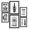POSTER Set Mit 6 Weinästhetik Größe A3 & A4 Schwarzer Rahmen - Schwarz, Papier (29.7/1cm) - Nacnic