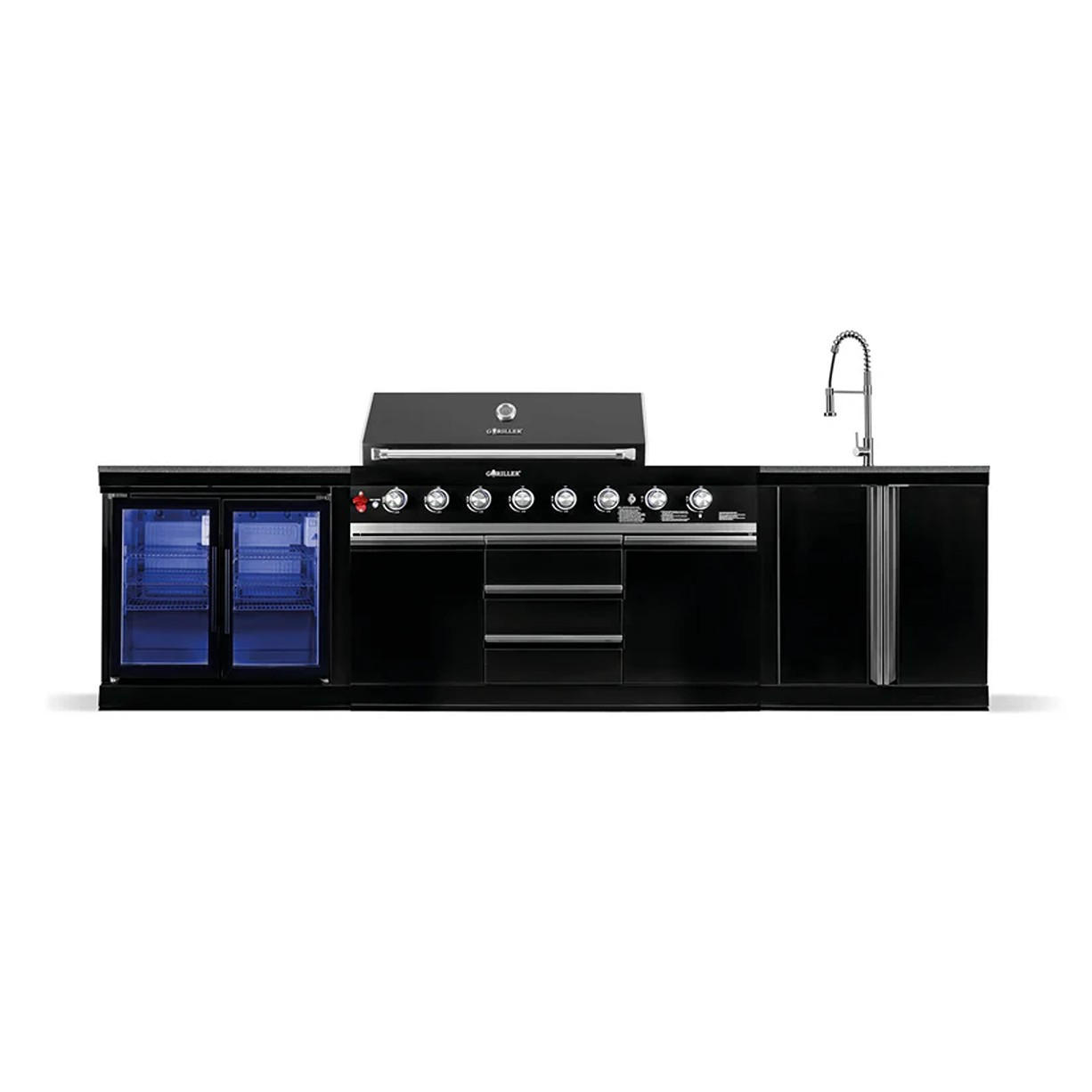 Goriller Outdoorküche Schwarz Hochglanz 330x90x58 cm