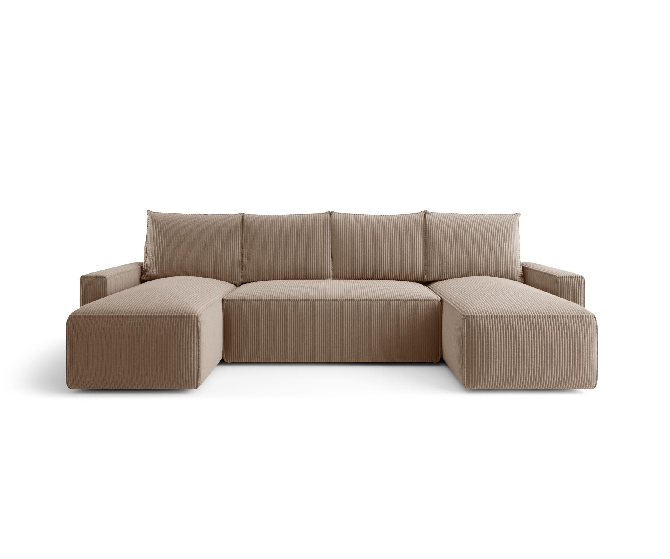 WOHNLANDSCHAFT mit Schlaffunktion SAVIO U Poso 02 - Cappuccino, Textil (300/75/140cm) - Bedante