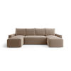 WOHNLANDSCHAFT mit Schlaffunktion SAVIO U Poso 02 - Cappuccino, Textil (300/75/140cm) - Bedante