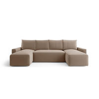 WOHNLANDSCHAFT mit Schlaffunktion SAVIO U Poso 02 - Cappuccino, Textil (300/75/140cm) - Bedante