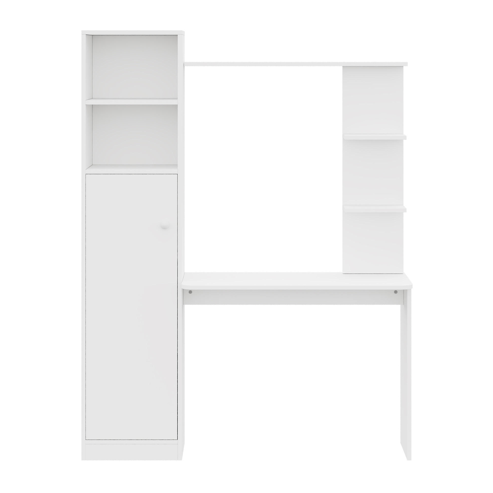 SCHREIBTISCH Weiß 123,5/45/168,5 cm mit Schrank und Regal - Weiß, Holzwerkstoff (123.5/45/168.5cm) - PANGIVO