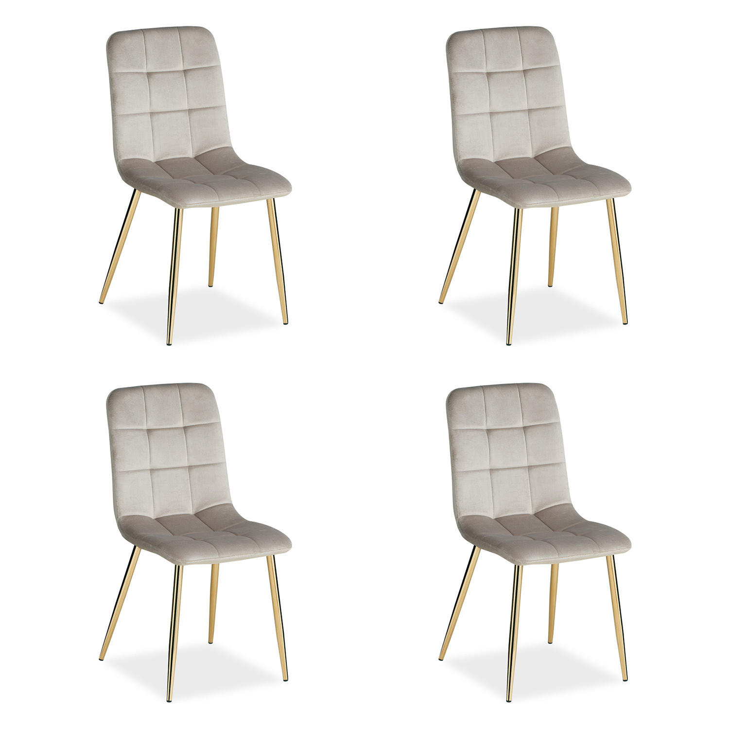 STUHL-SET 4 Stück in Stahl Samt Creme Gold - Goldfarben/Creme, Textil/Metall (43/88/50cm) - Homestyle4u