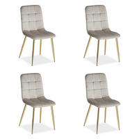 STUHL-SET 4 Stück in Stahl Samt Creme Gold - Goldfarben/Creme, Textil/Metall (43/88/50cm) - Homestyle4u