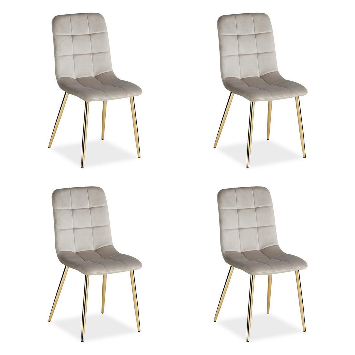 STUHL-SET 4 Stück in Stahl Samt Creme Gold - Goldfarben/Creme, Textil/Metall (43/88/50cm) - Homestyle4u