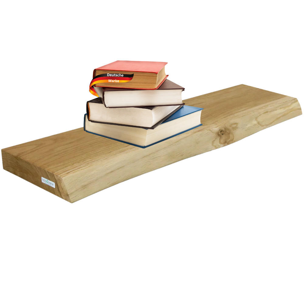 WANDREGAL Holz schwebend KYLO Eichenholz Massiv mit Baumkante 80x22x4 cm - Braun, Holz (80/4/22.2cm) - DELUKE