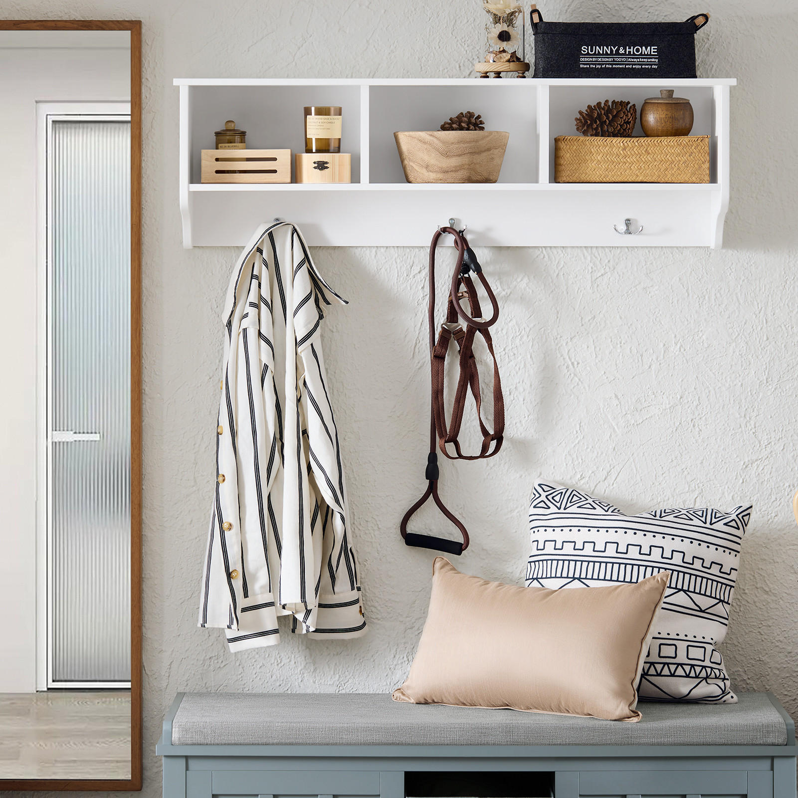 WANDGARDEROBE Weiß - Weiß, Holzwerkstoff (100/30/20cm) - SoBuy