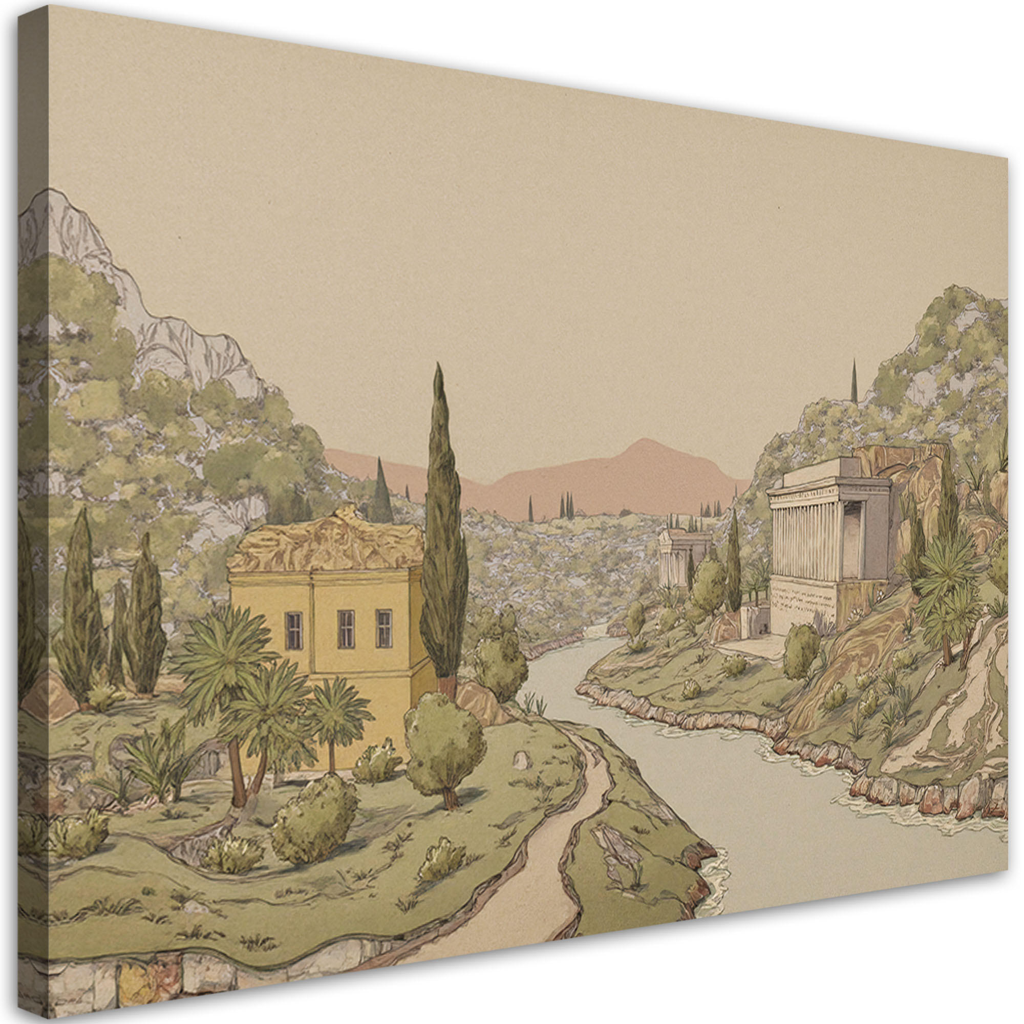 WANDBILD grecian landschaft - Beige, Textil (60/40cm) - Feeby