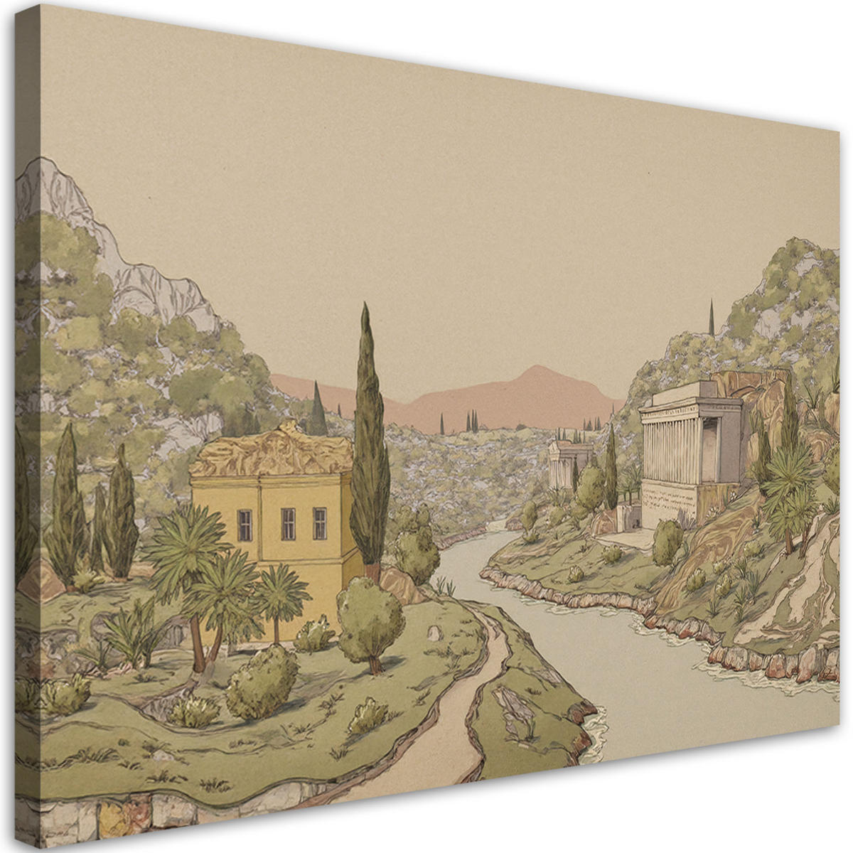 WANDBILD grecian landschaft - Beige, Textil (60/40cm) - Feeby