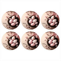 GLASUNTERSETZER Rosa - Blüten - Eier 10x10 cm - Hellrosa, Naturmaterialien (10/0.2cm) - MuchoWow