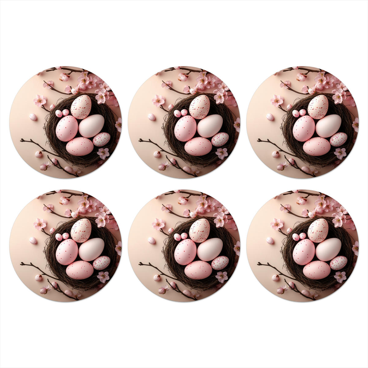 GLASUNTERSETZER Rosa - Blüten - Eier 10x10 cm - Hellrosa, Naturmaterialien (10/0.2cm) - MuchoWow