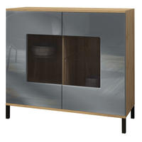 KOMMODE Grömitz Grau Hochglanz - Grau, Holzwerkstoff (92.5/83.5/35cm) - Vladon