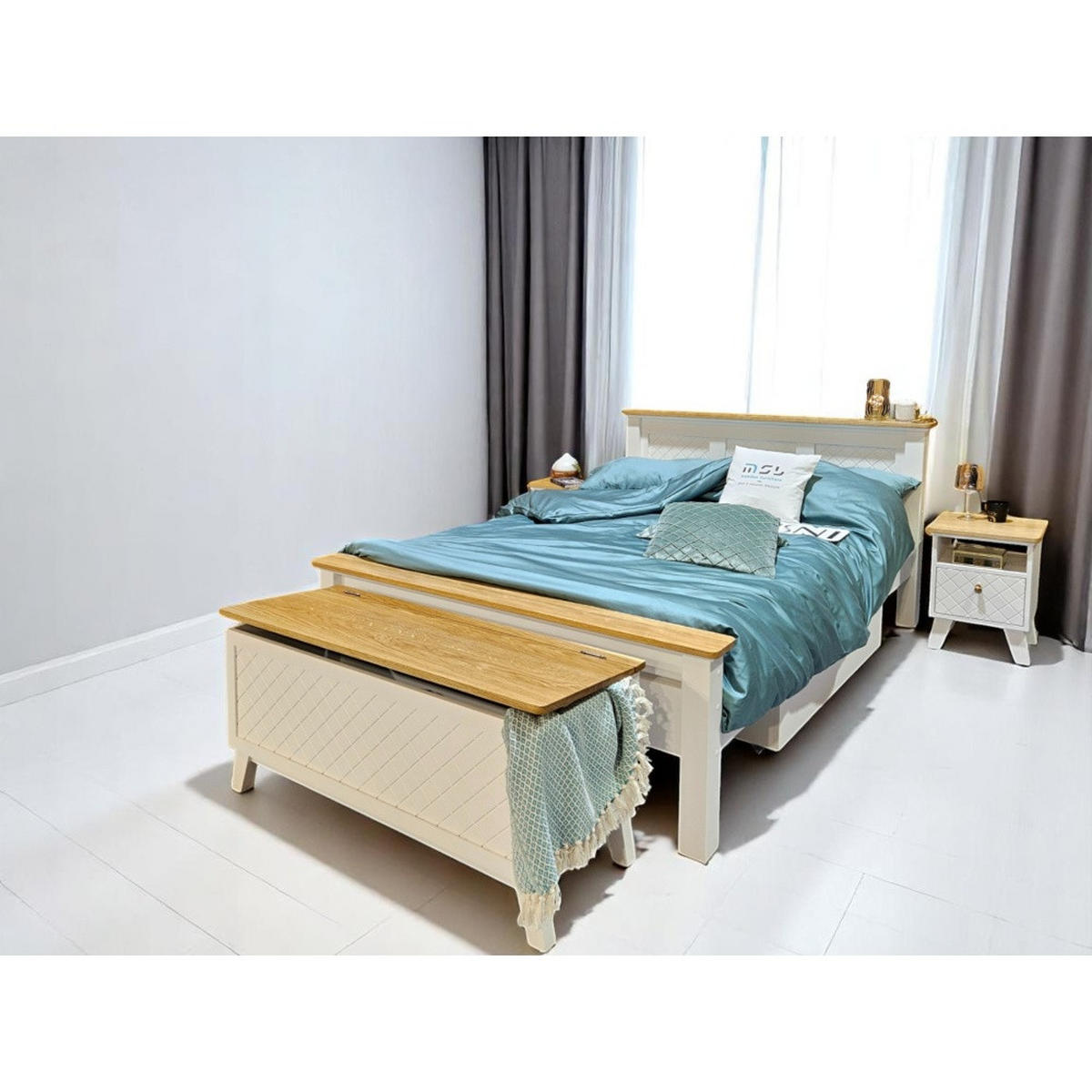 BETT 100x200 cm - Weiß/Naturfarben, Holz (100/200cm) - MSL wooden furniture