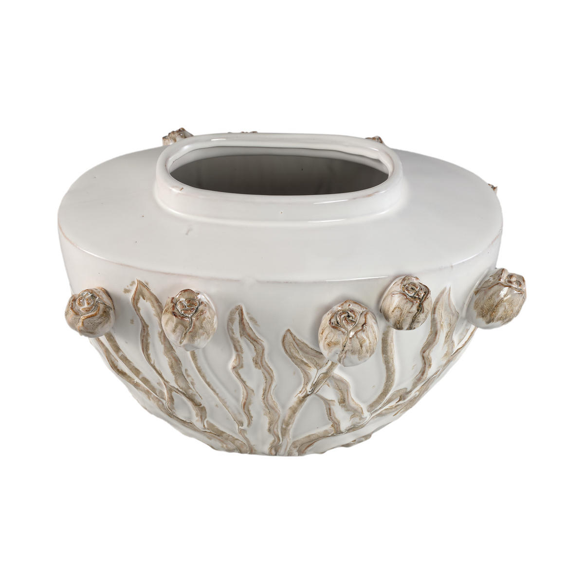 TOPF Naomae Weiß 40/30/28cm - Weiß, Keramik (28cm) - PTMD Collection