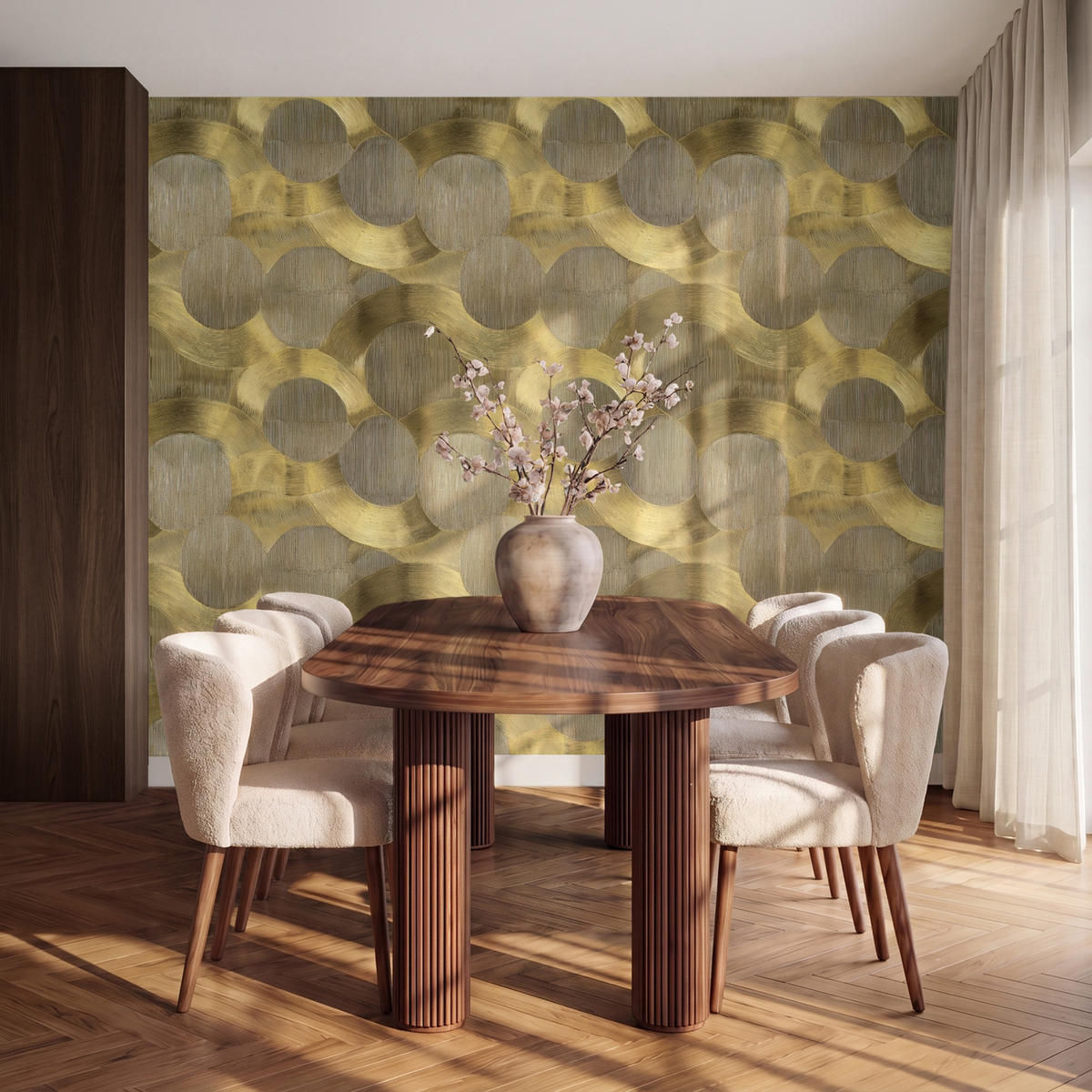 TAPETE - Modern - Geometrisch - Gold - 240x200 cm - Goldfarben, Papier (240/200cm) - OnlyWow