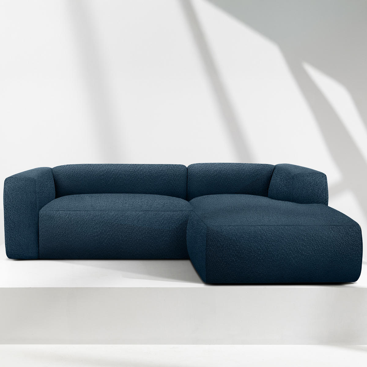 ECKSOFA RECHTS BUFFO, Marineblau - Dunkelblau, Holz/Holzwerkstoff (225/176cm) - KONSIMO®